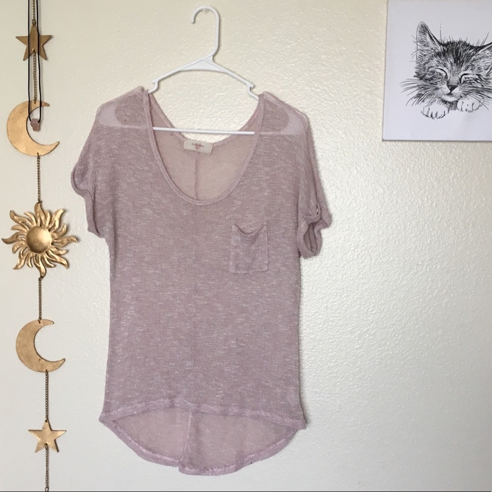 heather pink knit top